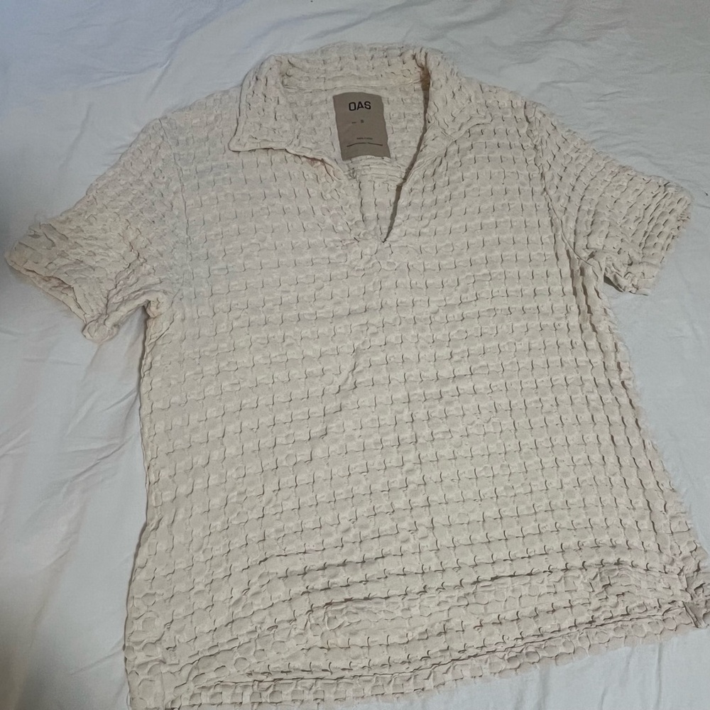 OAS Textured Short Sleeve Shirt – Cream Beige